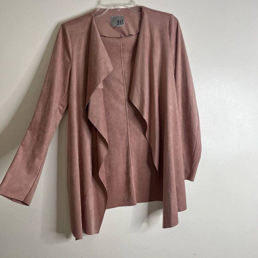 Kut From The Kloth Faux Suede Open Jacket in Pink‎ Size S Cardigan Women's